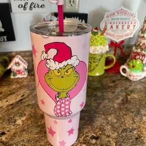 Pink Grinch Tumbler with Straw